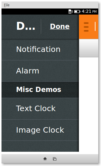 Second implementation of the drawer: sidebar shown. The heading is still too big